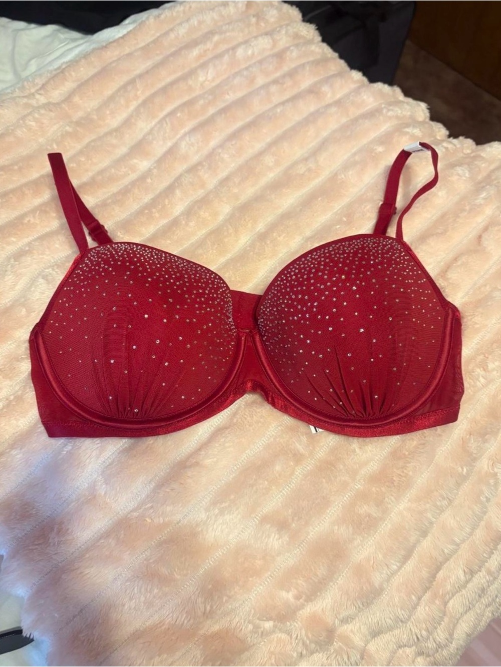 Victoria's Secret Red Rhinestone Underwire Bra